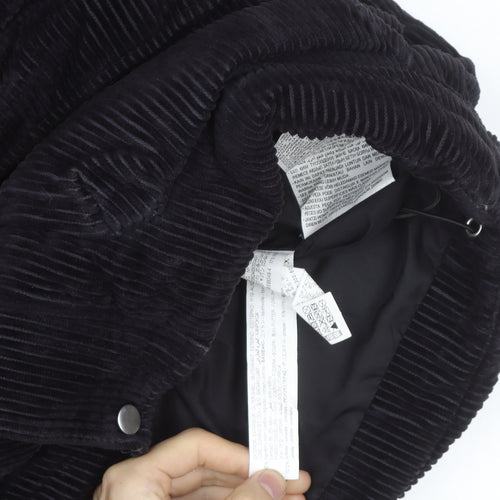 Zara Women Black Corduroy Puffer Jacket Size M