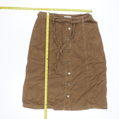 Monsoon Women Brown Corduroy A-Line Button Skirt Size 12