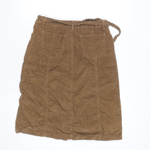 Monsoon Women Brown Corduroy A-Line Button Skirt Size 12