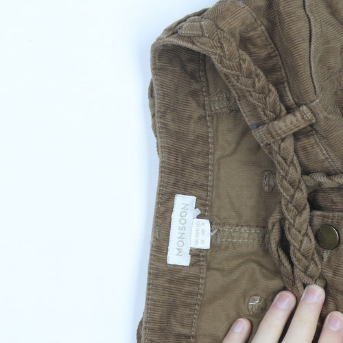 Monsoon Women Brown Corduroy A-Line Button Skirt Size 12