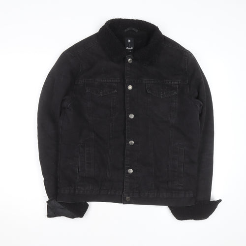 Denim Co Mens Black Lined Denim Jacket M Sherpa Collar Casual