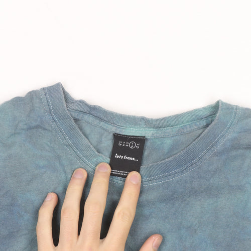 iets frans... Men's Blue Tie Dye Relaxed Fit T-Shirt Size L