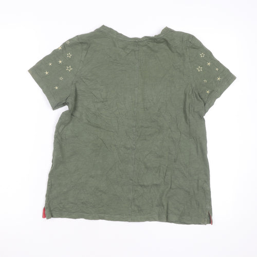 Joules Unisex Adults Green Cotton Star Embroidered Short Sleeve T-Shirt L