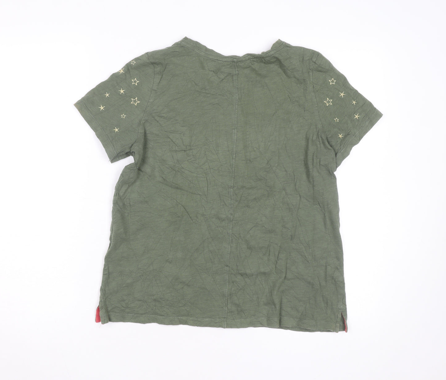 Joules Unisex Adults Green Cotton Star Embroidered Short Sleeve T-Shirt L