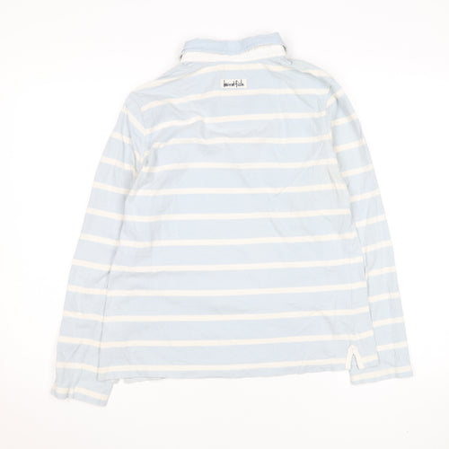Weird Fish Women's Blue Striped Cotton Long Sleeve Polo Shirt Size 14
