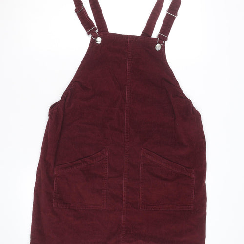 bpc Bonprix Collection Women's Red Corduroy Dungaree Dress Size 14