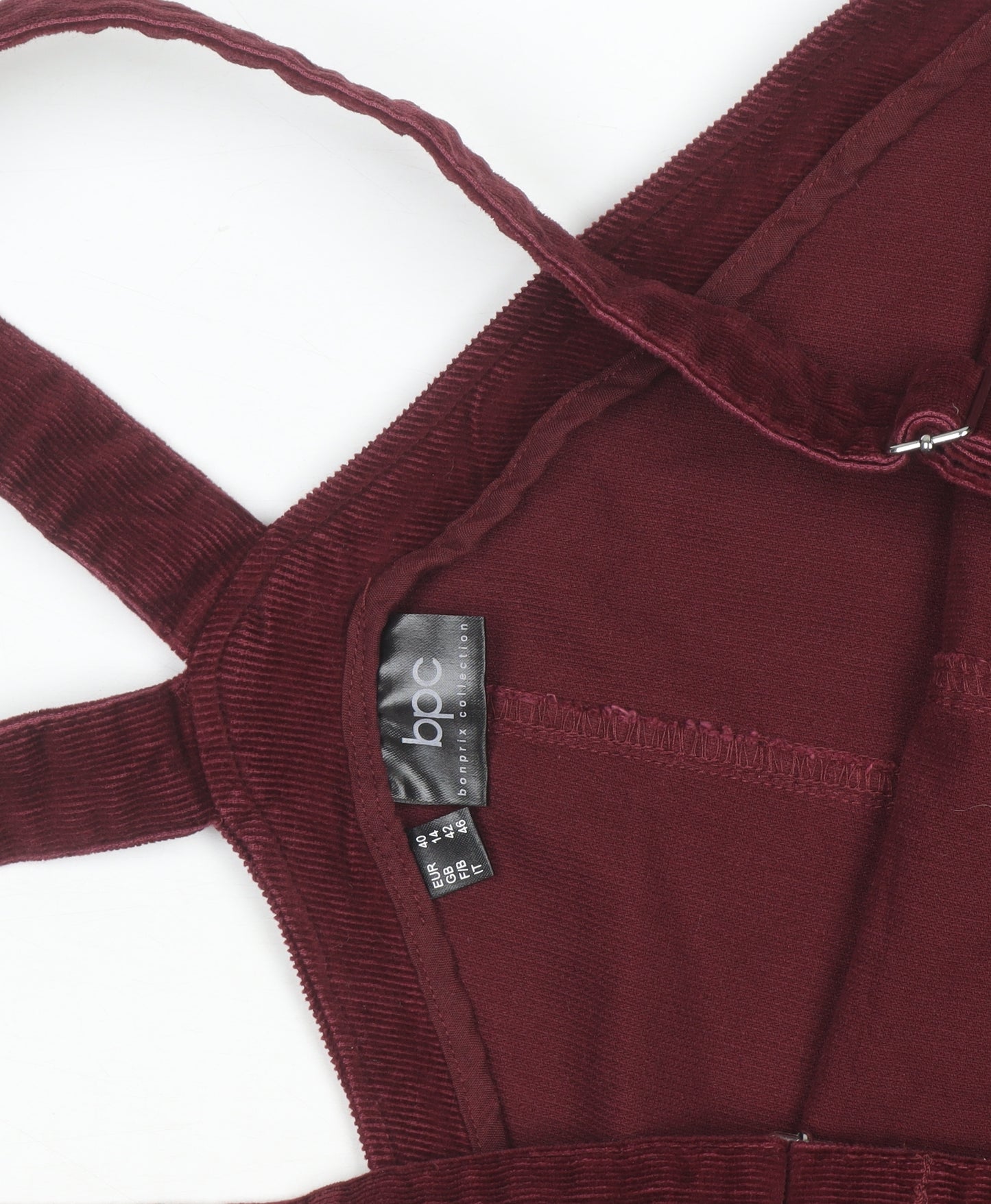 bpc Bonprix Collection Women's Red Corduroy Dungaree Dress Size 14