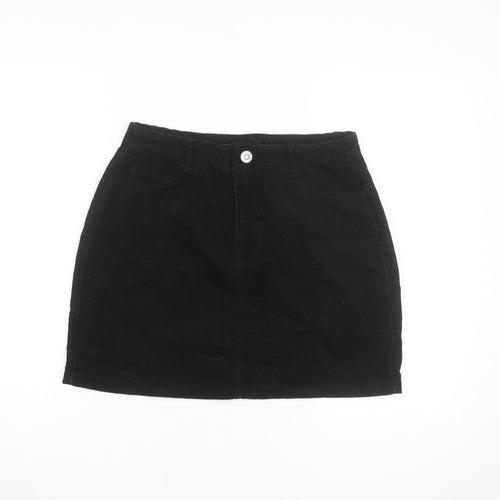 New Look Women's Black Corduroy Short Straight Skirt Size 12
