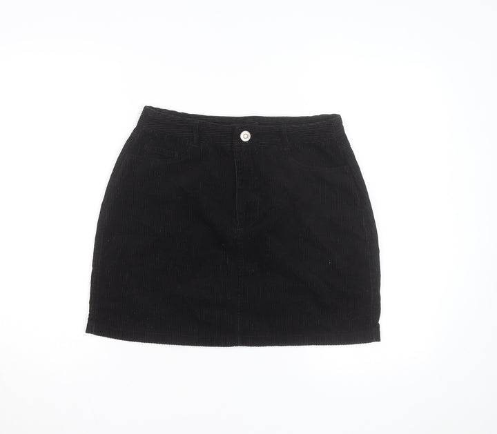 New Look Women's Black Corduroy Short Straight Skirt Size 12