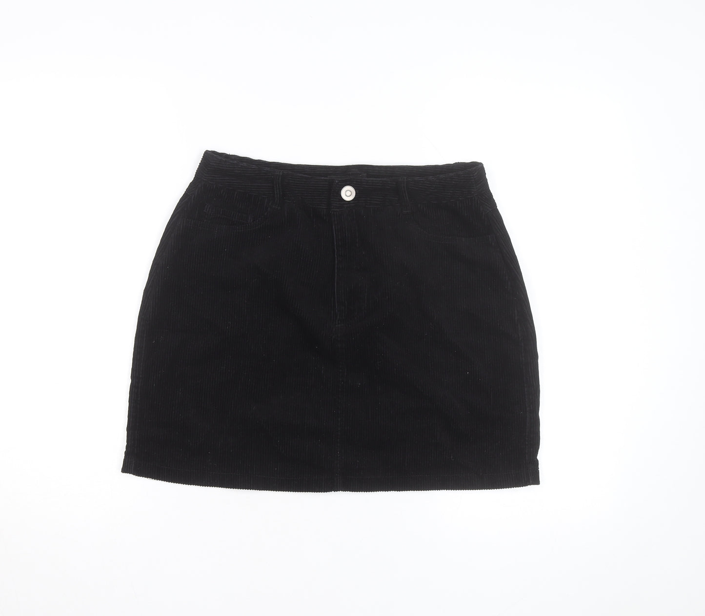 New Look Women's Black Corduroy Short Straight Skirt Size 12