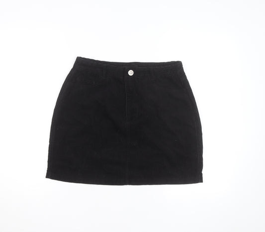 New Look Women's Black Corduroy Short Straight Skirt Size 12