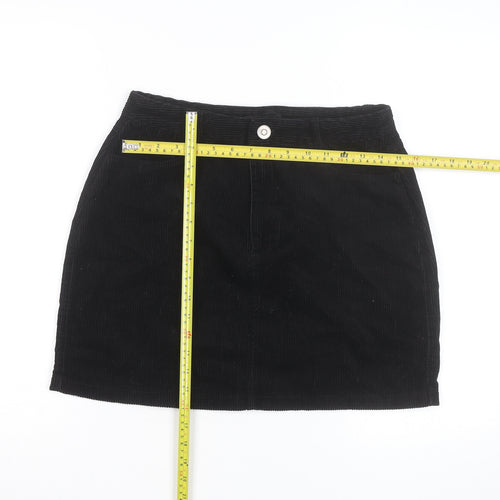New Look Women's Black Corduroy Short Straight Skirt Size 12