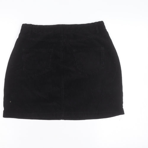 New Look Women's Black Corduroy Short Straight Skirt Size 12