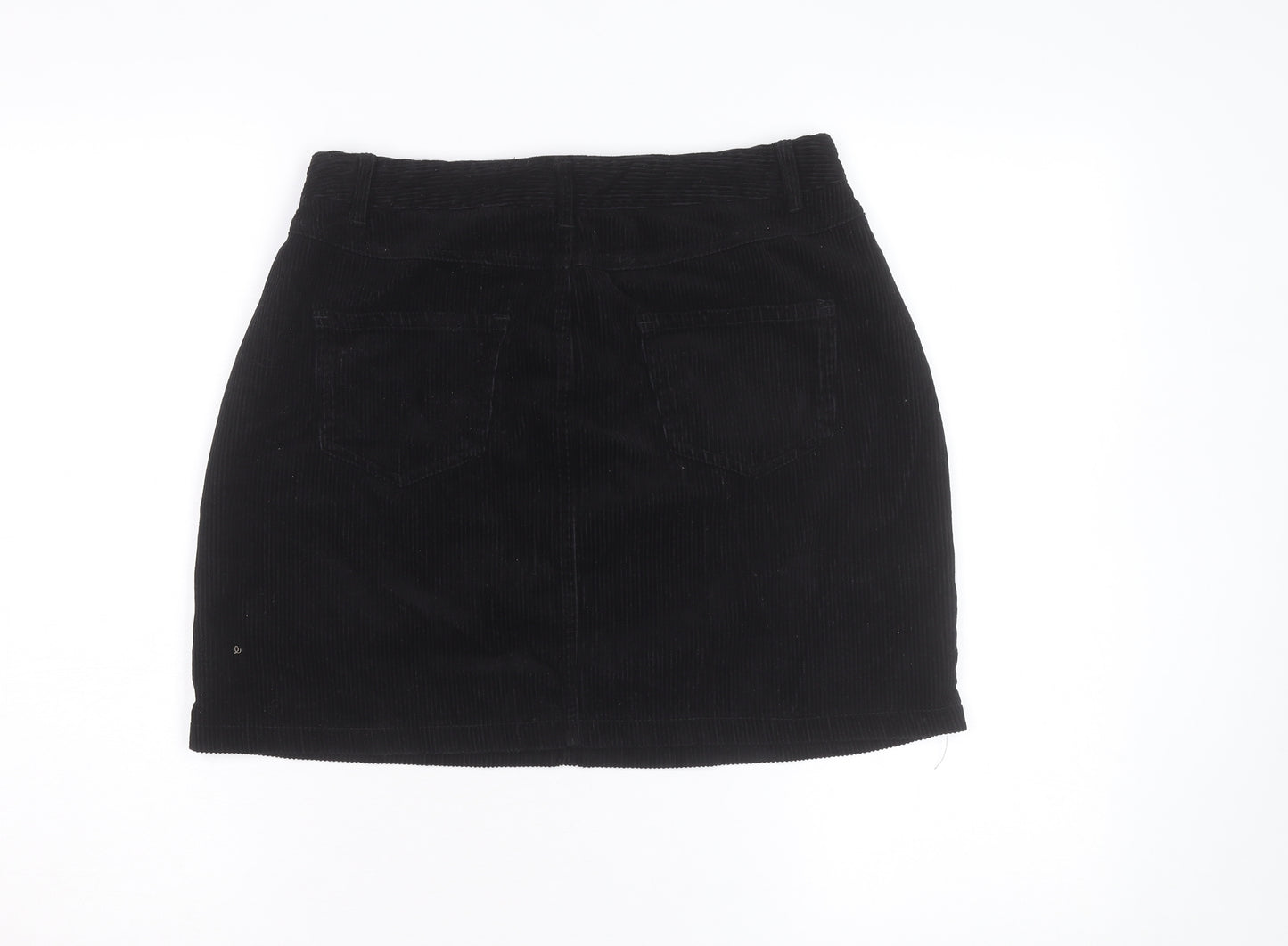 New Look Women's Black Corduroy Short Straight Skirt Size 12