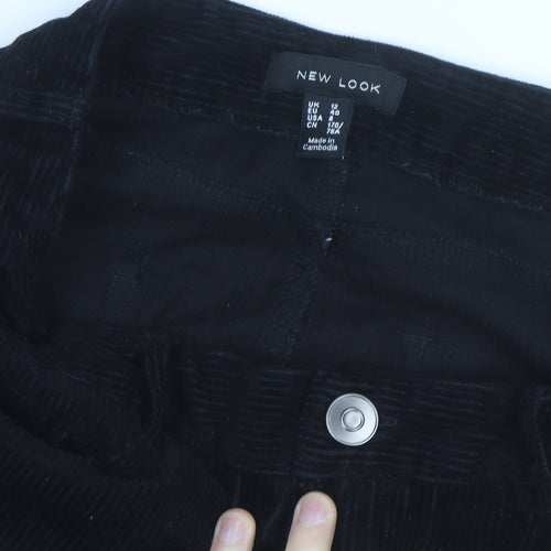 New Look Women's Black Corduroy Short Straight Skirt Size 12