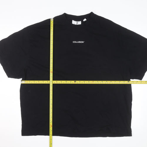 Collusion Men's Black Graphic Fire Print Relaxed Fit T-Shirt Size L