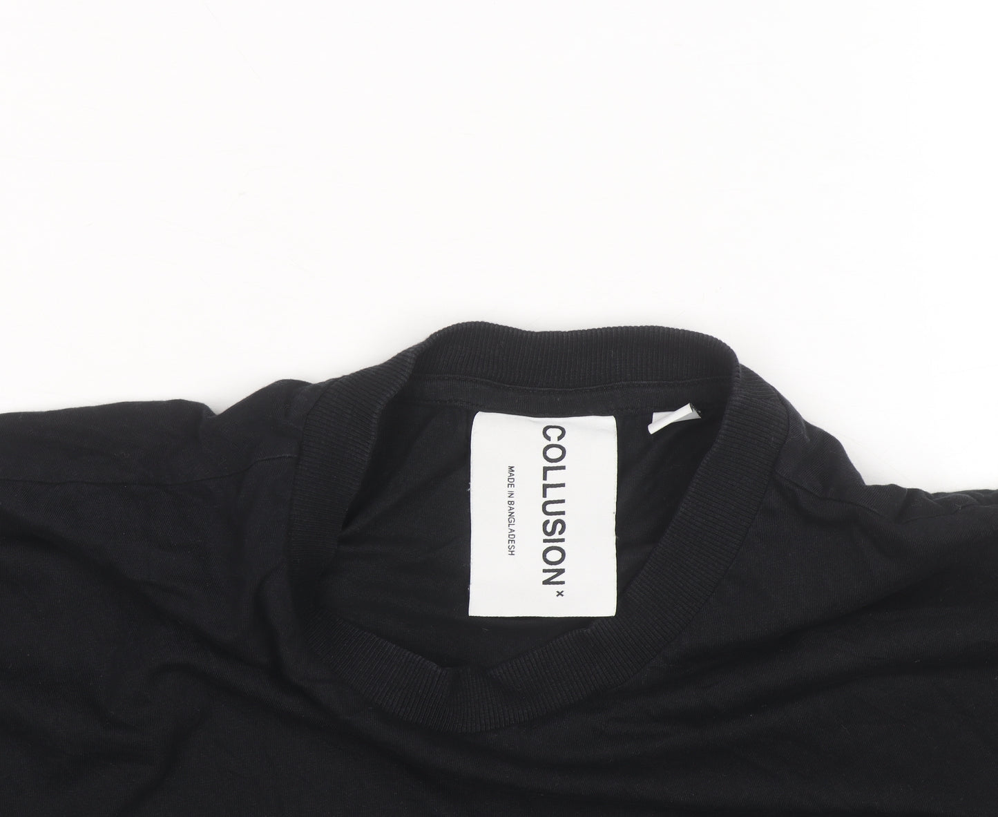 Collusion Men's Black Graphic Fire Print Relaxed Fit T-Shirt Size L