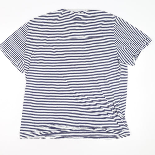 Fred Perry Men's Navy White Striped Crew Neck Cotton T-Shirt XL