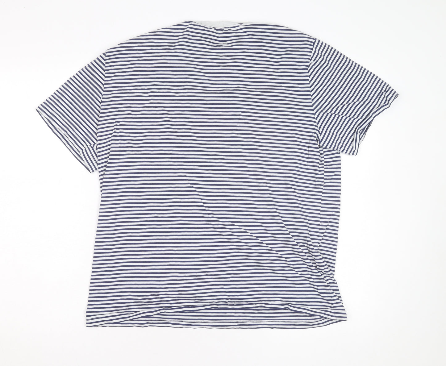 Fred Perry Men's Navy White Striped Crew Neck Cotton T-Shirt XL