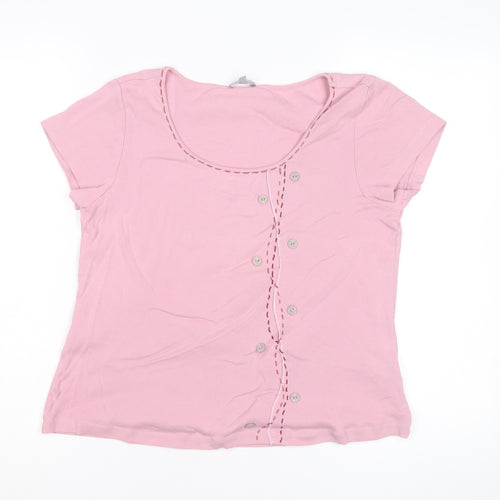 Marks and Spencer Per Una Women Pink Short Sleeve Cotton T-Shirt Size 18