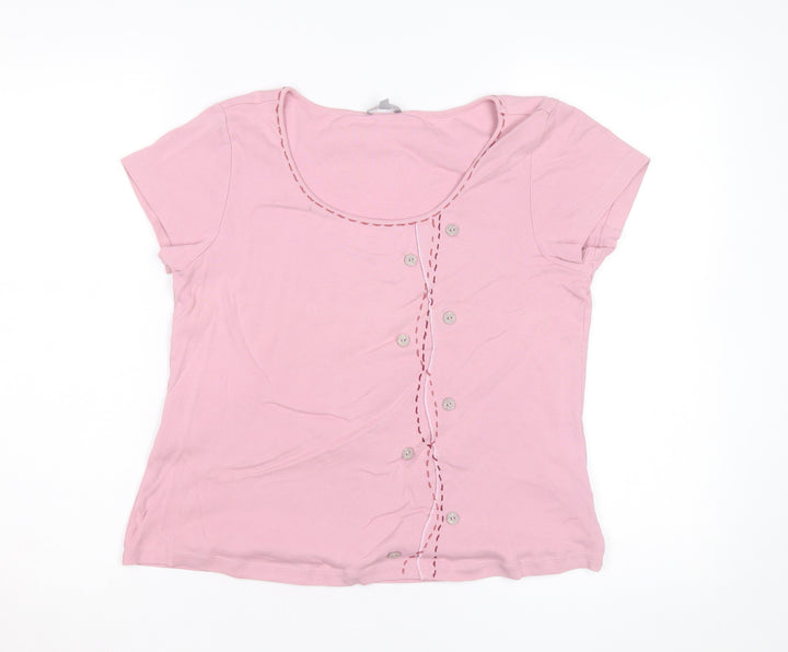 Marks and Spencer Per Una Women Pink Short Sleeve Cotton T-Shirt Size 18
