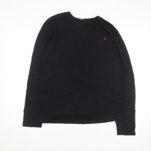 Superdry Men's Black Long Sleeve Cotton Crew Neck Top XL