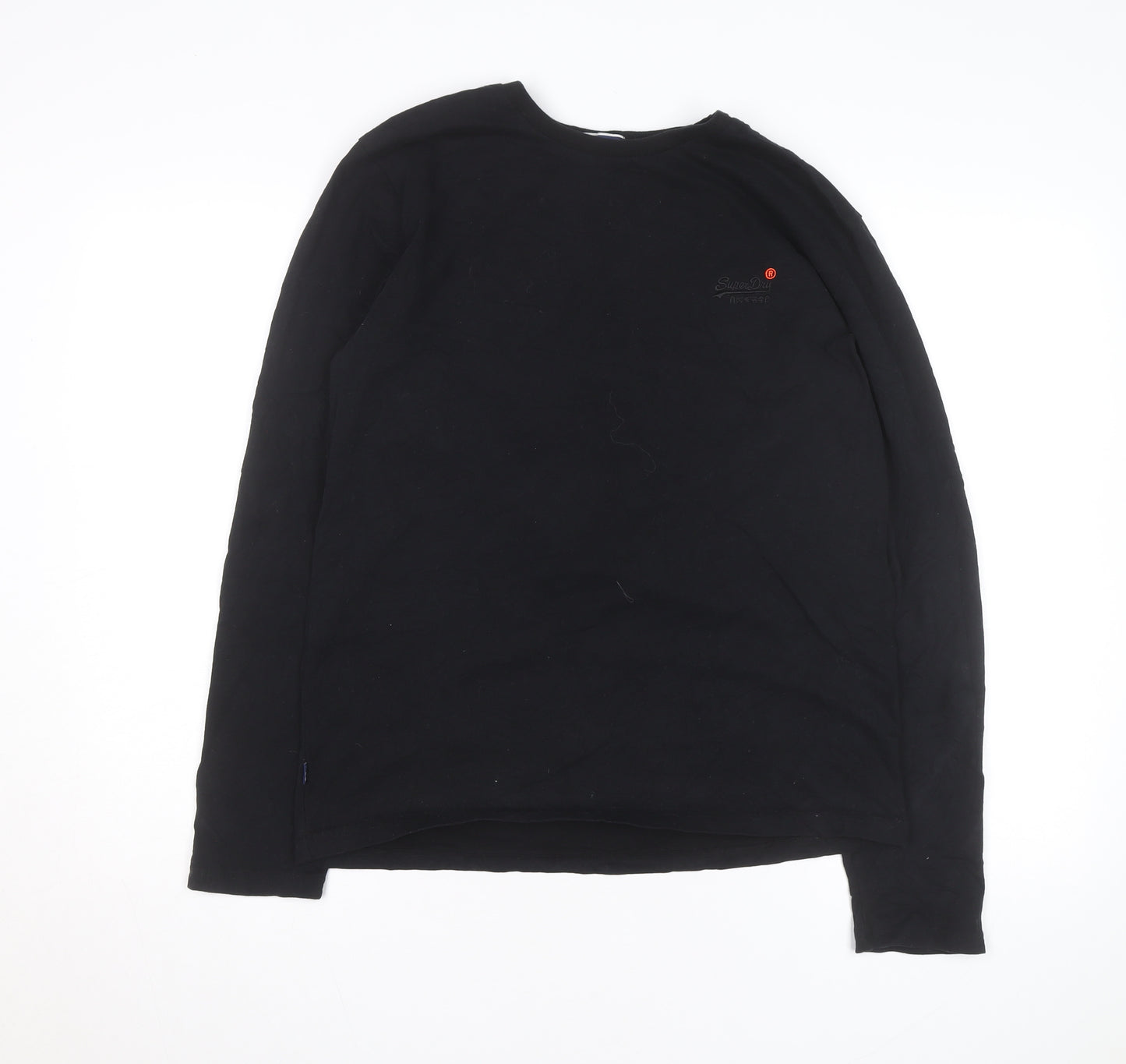 Superdry Men's Black Long Sleeve Cotton Crew Neck Top XL