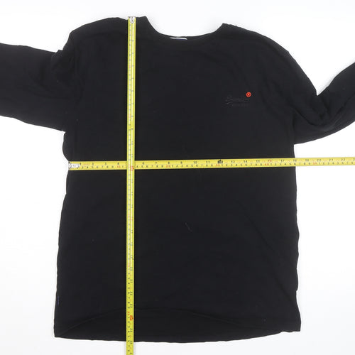 Superdry Men's Black Long Sleeve Cotton Crew Neck Top XL