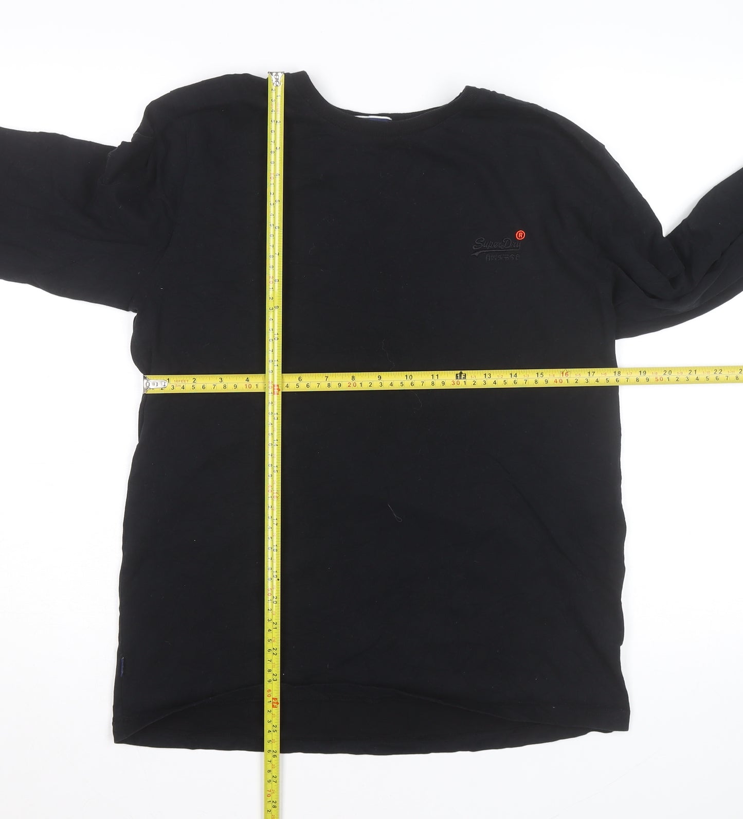 Superdry Men's Black Long Sleeve Cotton Crew Neck Top XL