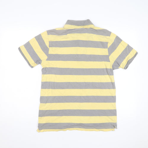SoulCal Men's Yellow & Grey Striped Cotton Polo Shirt M