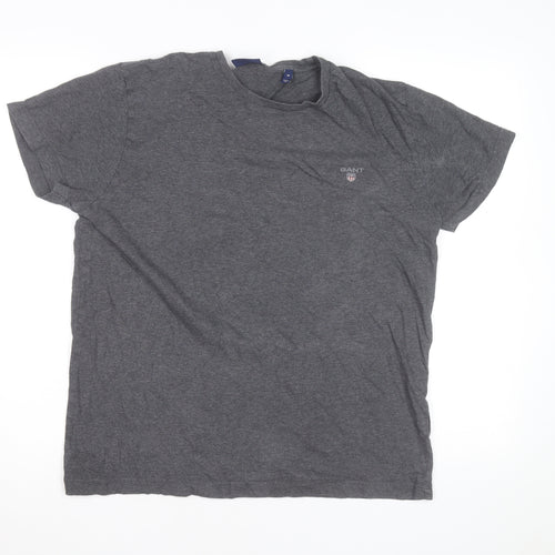 GANT Men's Grey Regular Fit Crew Neck Cotton T-Shirt M