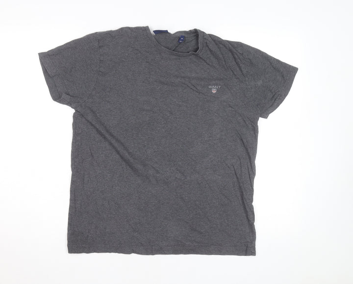 GANT Men's Grey Regular Fit Crew Neck Cotton T-Shirt M