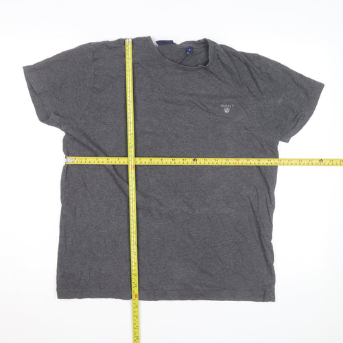 GANT Men's Grey Regular Fit Crew Neck Cotton T-Shirt M