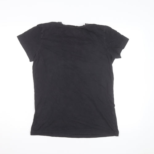 Reebok Womens Black Slim Fit V-Neck Active T-Shirt Size L