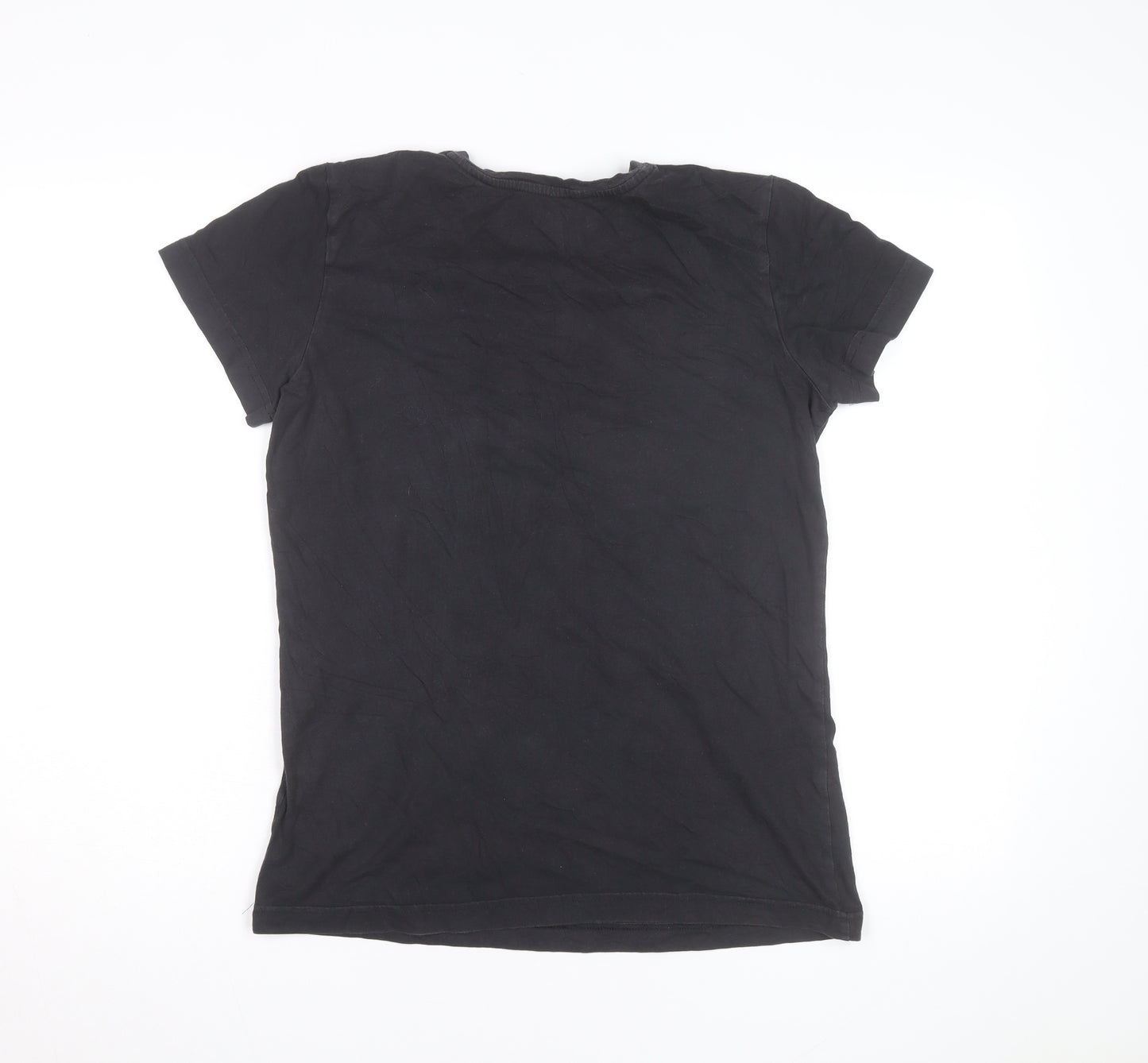 Reebok Womens Black Slim Fit V-Neck Active T-Shirt Size L