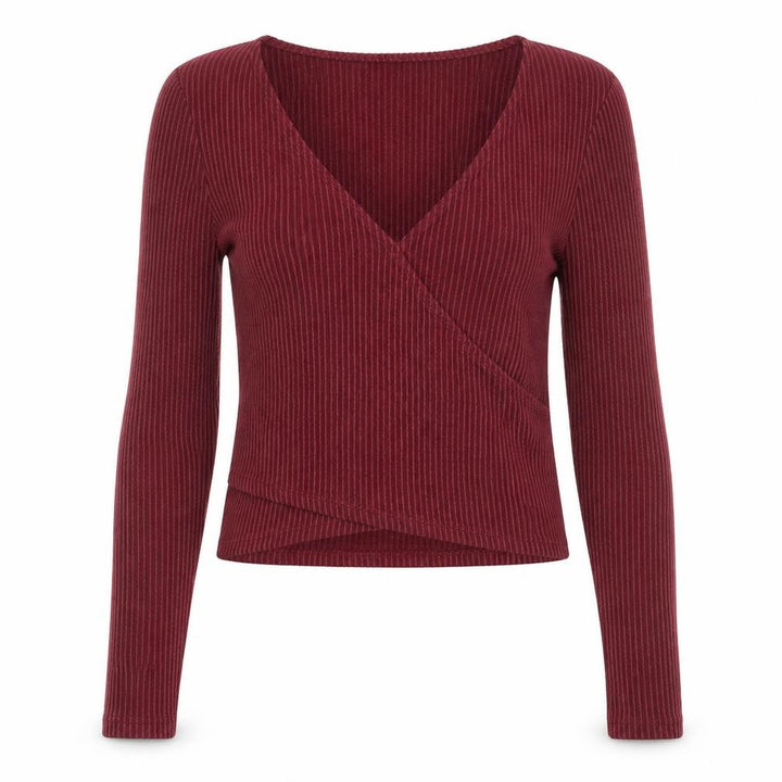 Hollister Womens Burgundy Wrap Ribbed Pullover Jumper XS