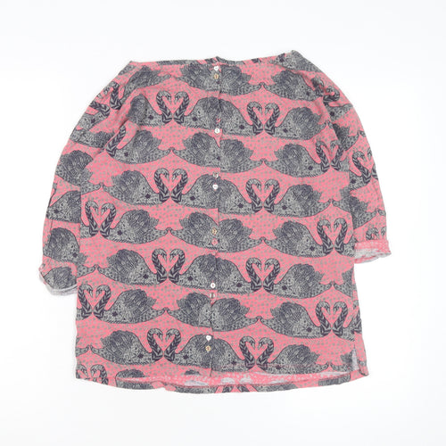 White Stuff Women’s Pink Swan Print Cotton Tunic Blouse Size 10