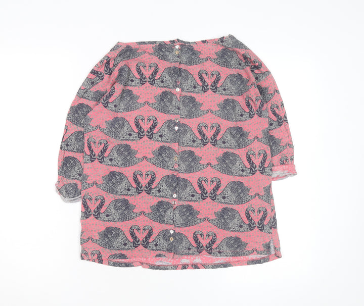 White Stuff Women’s Pink Swan Print Cotton Tunic Blouse Size 10