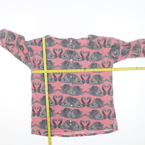 White Stuff Women’s Pink Swan Print Cotton Tunic Blouse Size 10