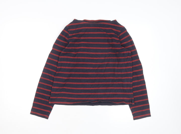 Uniqlo Men Blue Red Striped Long Sleeve Cotton Top S