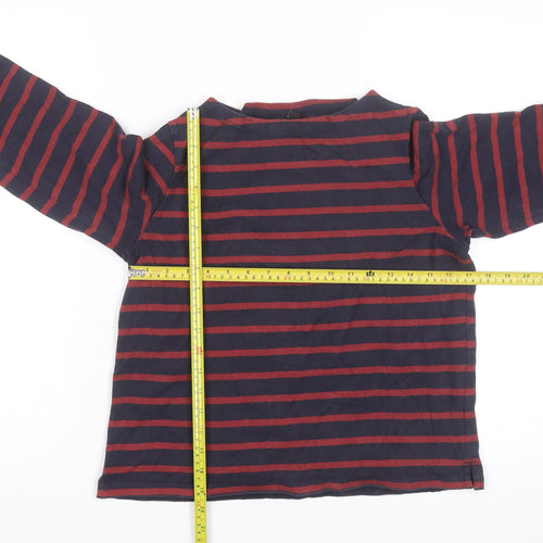 Uniqlo Men Blue Red Striped Long Sleeve Cotton Top S