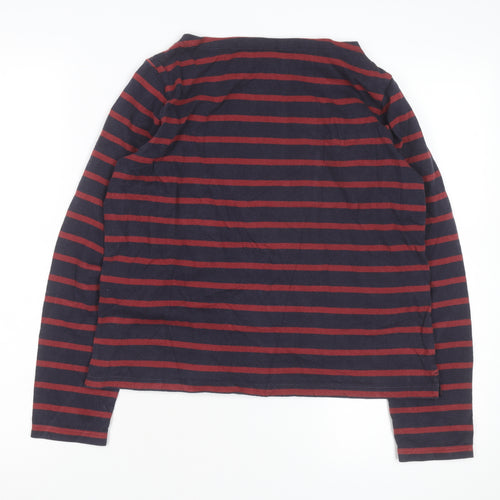 Uniqlo Men Blue Red Striped Long Sleeve Cotton Top S