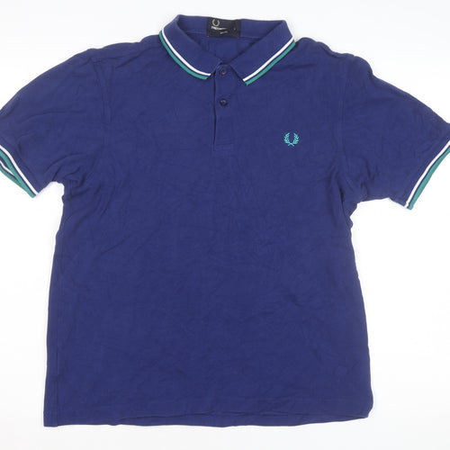 Fred Perry Men's Blue Slim Fit Polo Shirt Size L