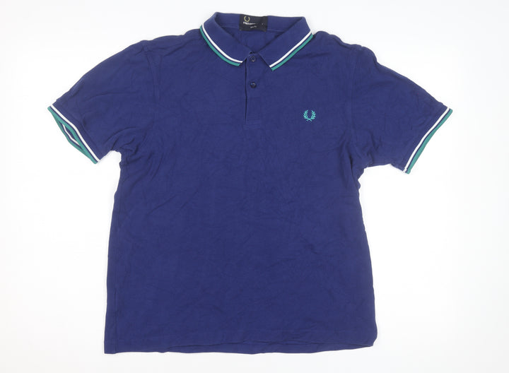 Fred Perry Men's Blue Slim Fit Polo Shirt Size L