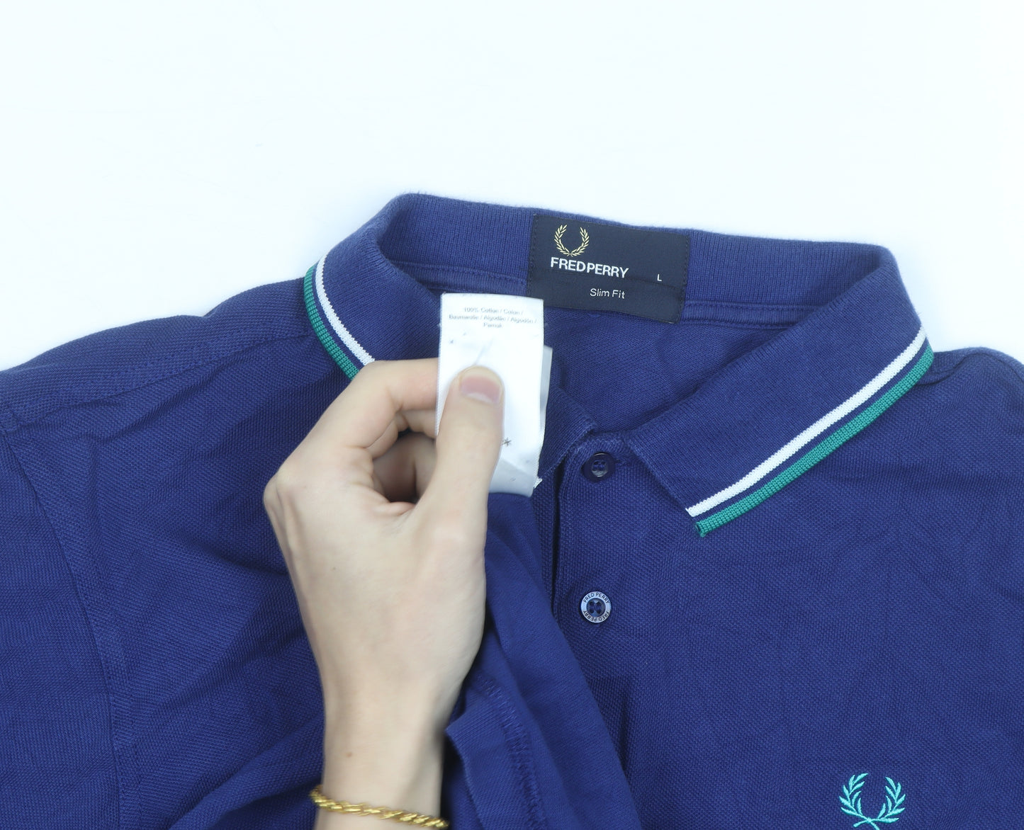 Fred Perry Men's Blue Slim Fit Polo Shirt Size L