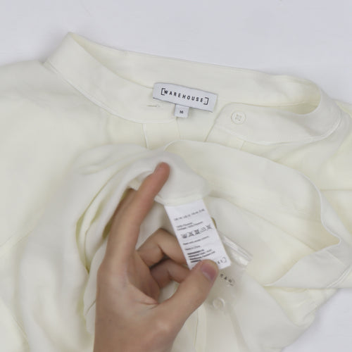 Warehouse Women’s Ivory Short Sleeve Relaxed Blouse Size 16