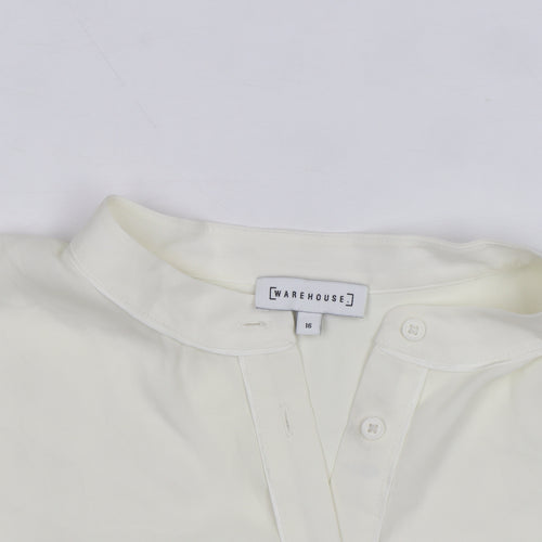 Warehouse Women’s Ivory Short Sleeve Relaxed Blouse Size 16