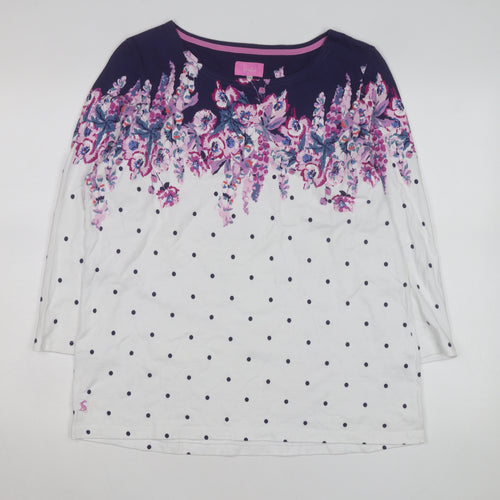 Joules Womens Multicoloured Floral Polka Dot Cotton 3/4 Sleeve T-Shirt Size 18