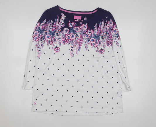 Joules Womens Multicoloured Floral Polka Dot Cotton 3/4 Sleeve T-Shirt Size 18