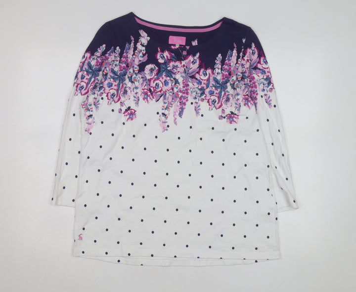 Joules Womens Multicoloured Floral Polka Dot Cotton 3/4 Sleeve T-Shirt Size 18
